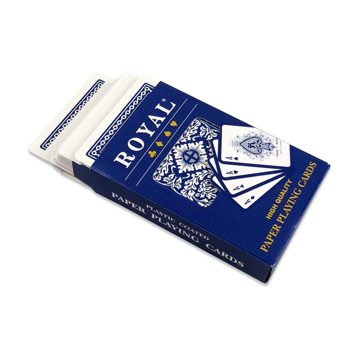 Open playing cards box with cards inside, easy shuffle bridge size card deck