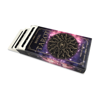 Royal Tarot Cards open box with tarot card deck partially removed