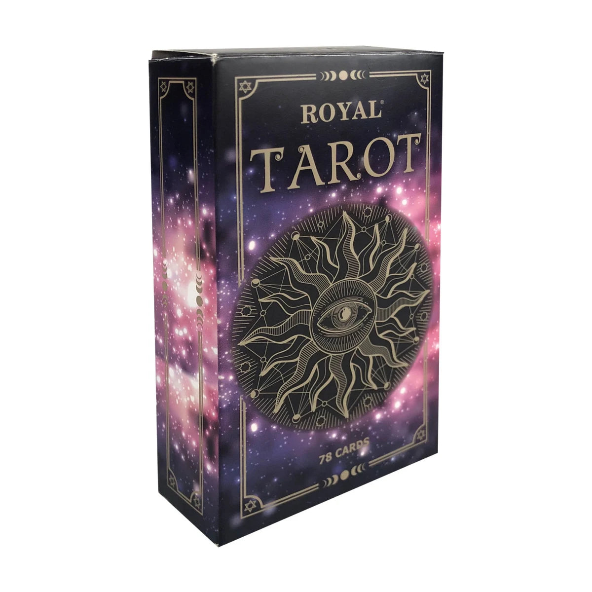 Royal Tarot Cards box front, 78-card tarot deck packaging on white background