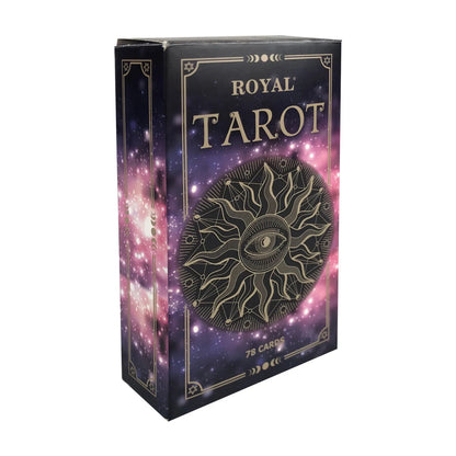 Royal Tarot Cards box front, 78-card tarot deck packaging on white background