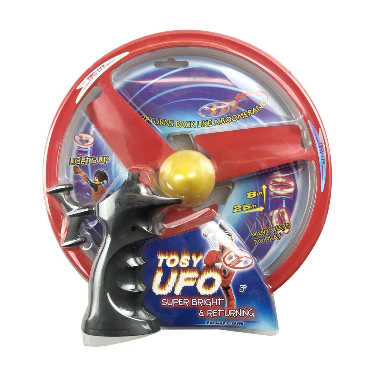 Tosy UFO U-Fly super bright returning flying disc toy retail packaging front view