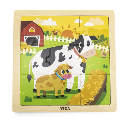 Viga Cow Wooden Puzzle 9 Pcs
