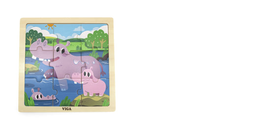 Viga Hippo Wooden Puzzle 9 Pcs