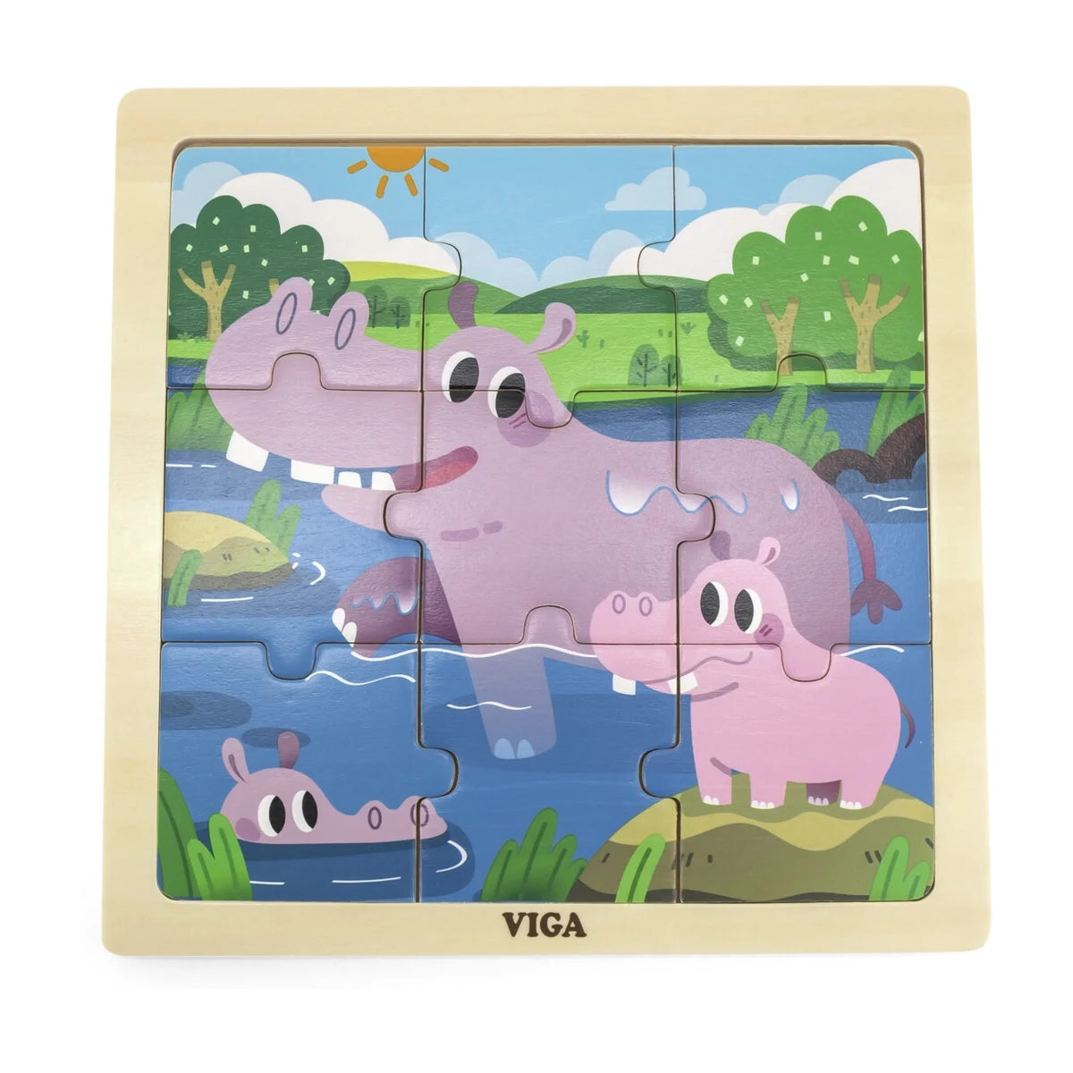 Viga Hippo Wooden Puzzle 9 Pcs
