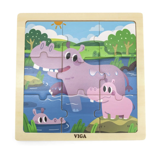 Viga Hippo Wooden Puzzle 9 Pcs
