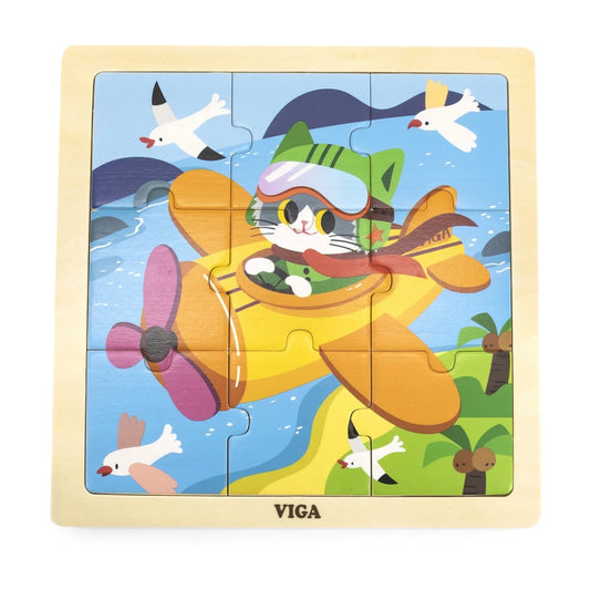 Viga Plane Wooden Puzzle 9 Pcs