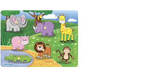 Wild Animals Wooden Peg Puzzle 7 Pcs