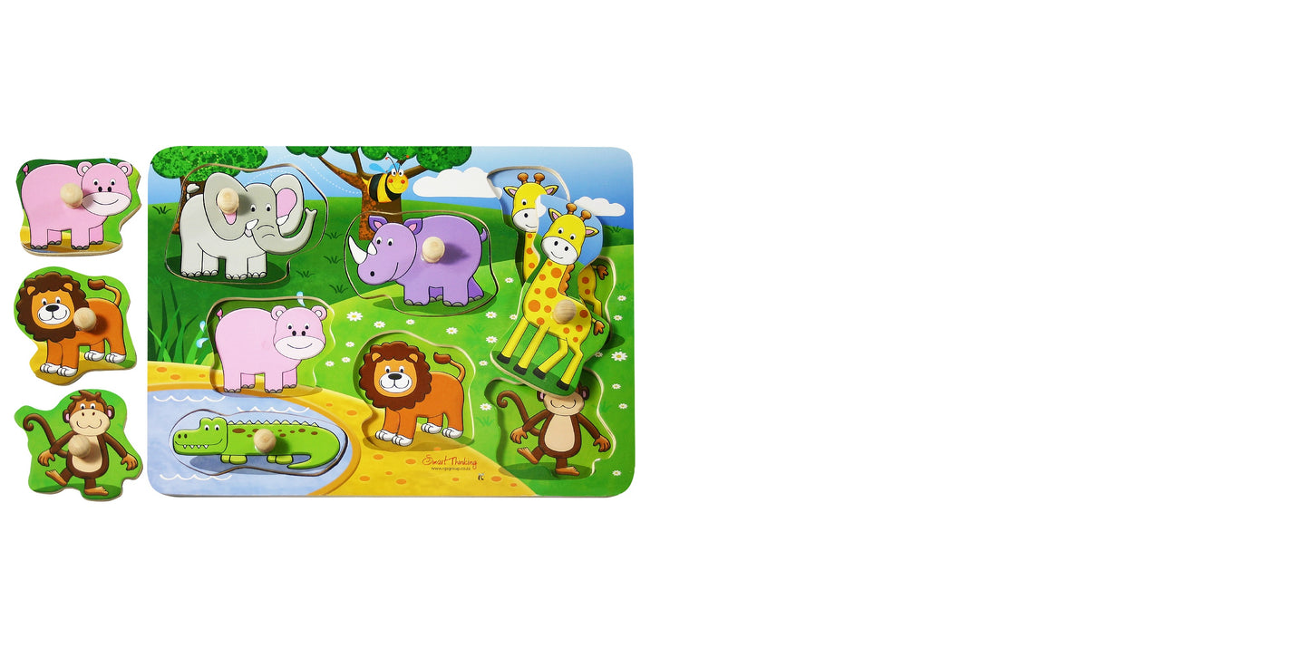 Wild Animals Wooden Peg Puzzle 7 Pcs