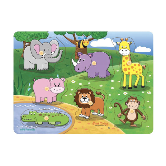 Wild Animals Wooden Peg Puzzle 7 Pcs