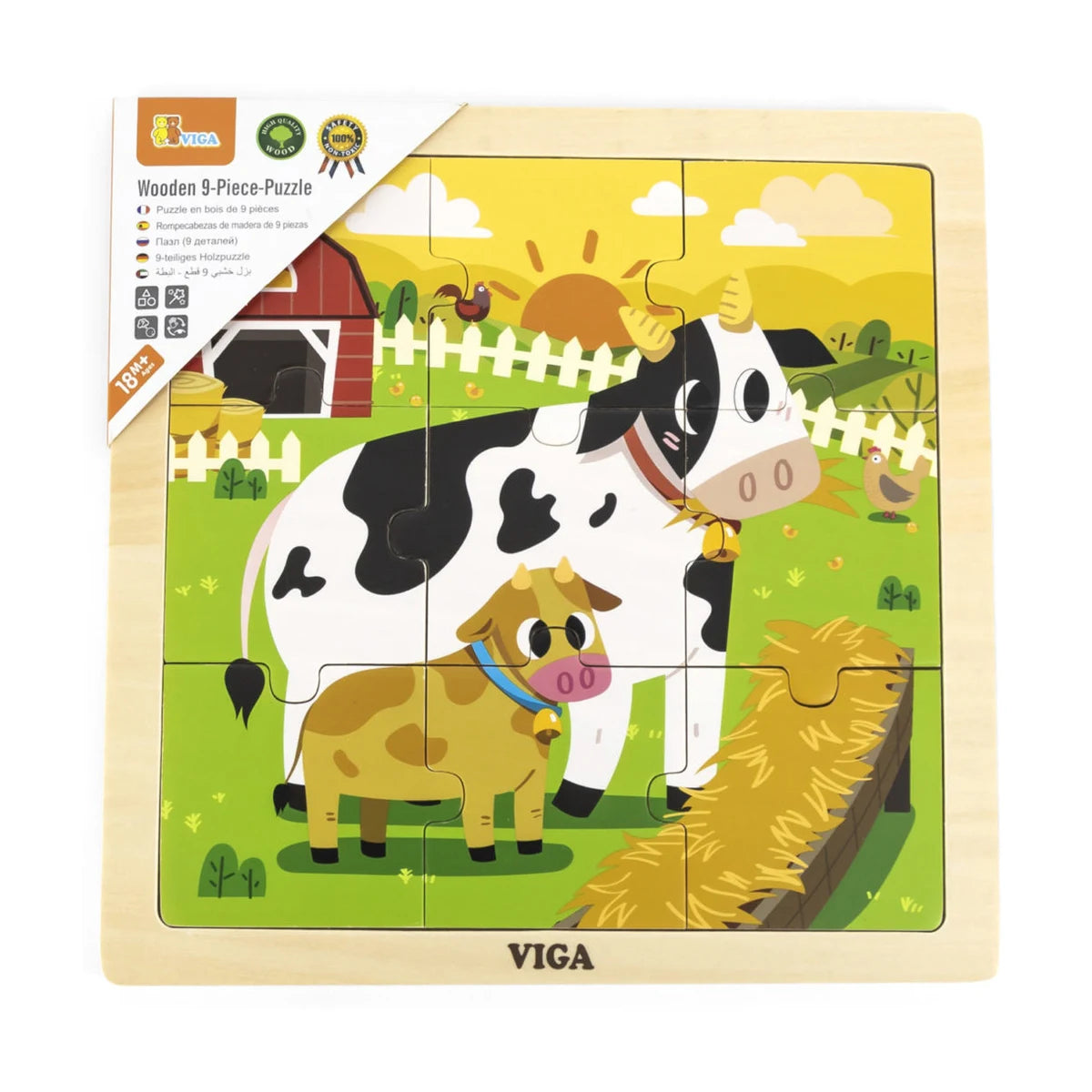Viga Cow Wooden Puzzle 9 Pcs