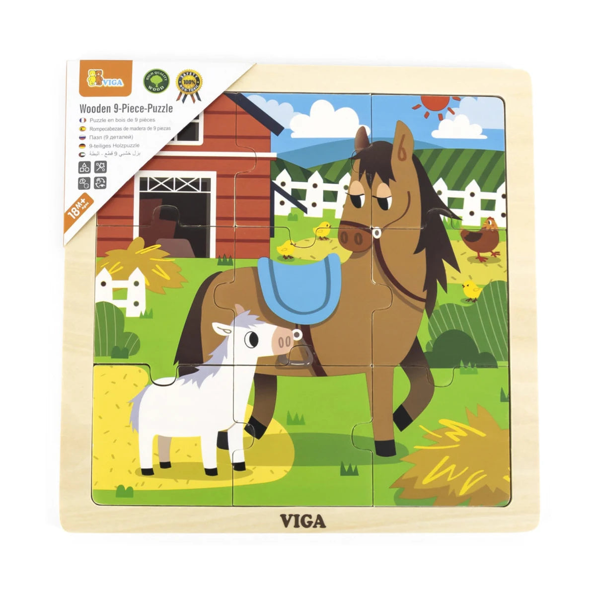 Viga Horse Wooden Puzzle 9 Pcs