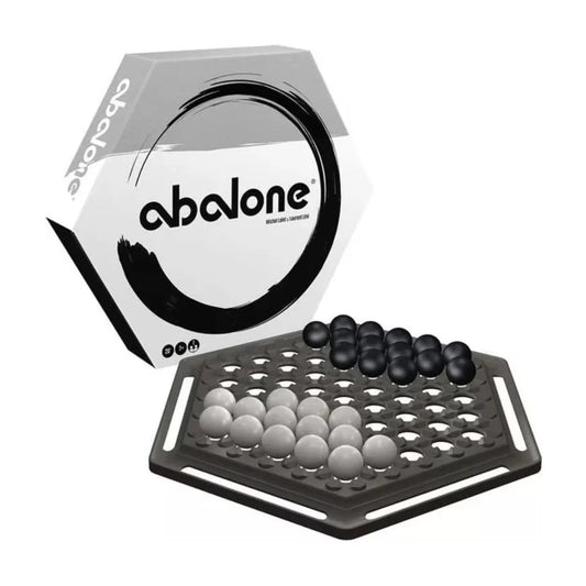 Abalone Classic strategy board game with black and white marbles on the hexagonal board