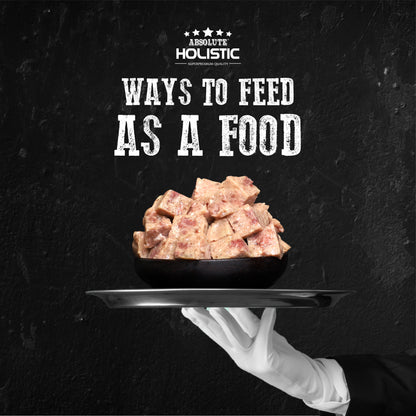 Absolute Holistic Chicken Meaty Loaf Dog Food served in a bowl as a complete meal