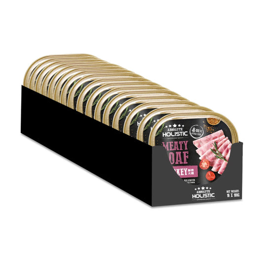 Absolute Holistic Turkey Meaty Loaf Dog Food multipack containing 16 individual 100g trays