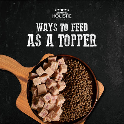 Absolute Holistic Turkey Meaty Loaf served as a topper with dry dog food