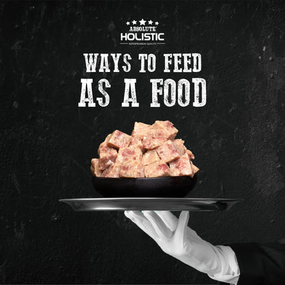 Absolute Holistic Turkey Meaty Loaf Dog Food served in a bowl as a complete meal