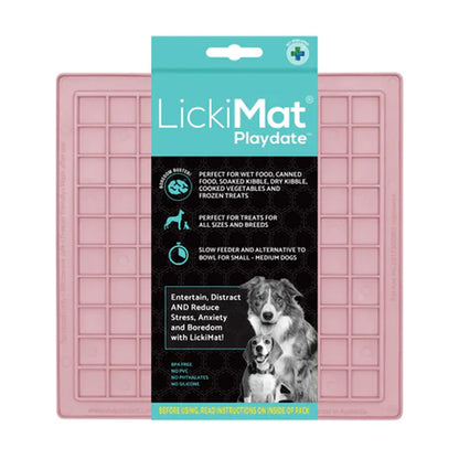 LickiMat Classic Playdate packaging guava slow feeder lick mat for dogs and cats