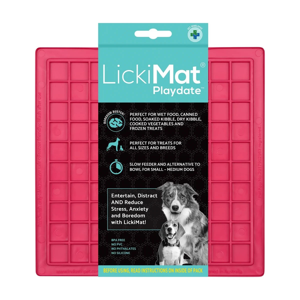 LickiMat Classic Playdate packaging pink lick mat boredom buster for dogs and cats