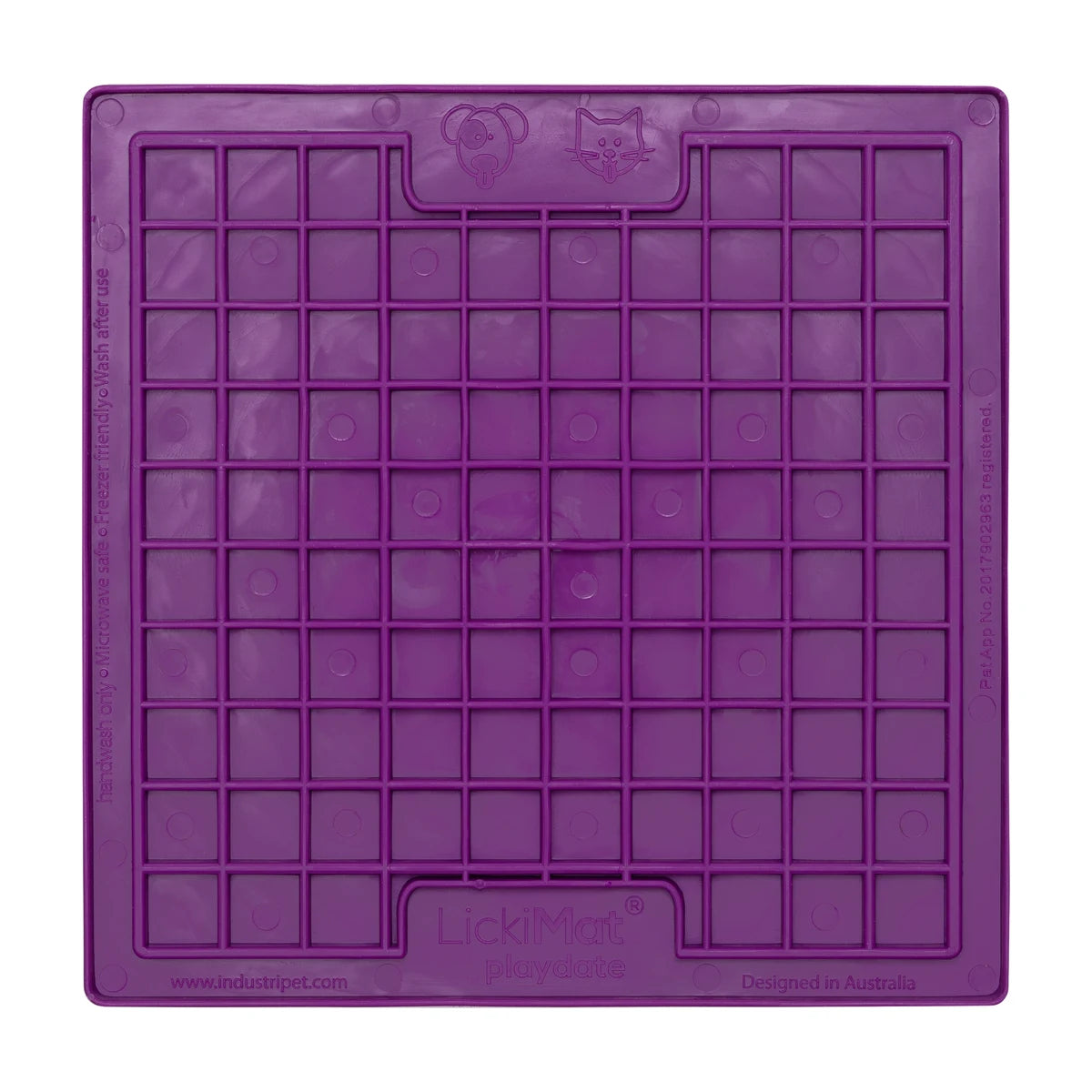 LickiMat Classic Playdate lick mat slow feeder for dogs and cats purple top view