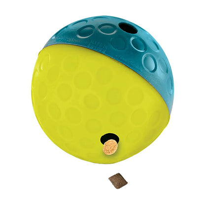 Nina Ottosson Treat Tumble small blue treat dispensing ball filled with kibble for dog enrichment