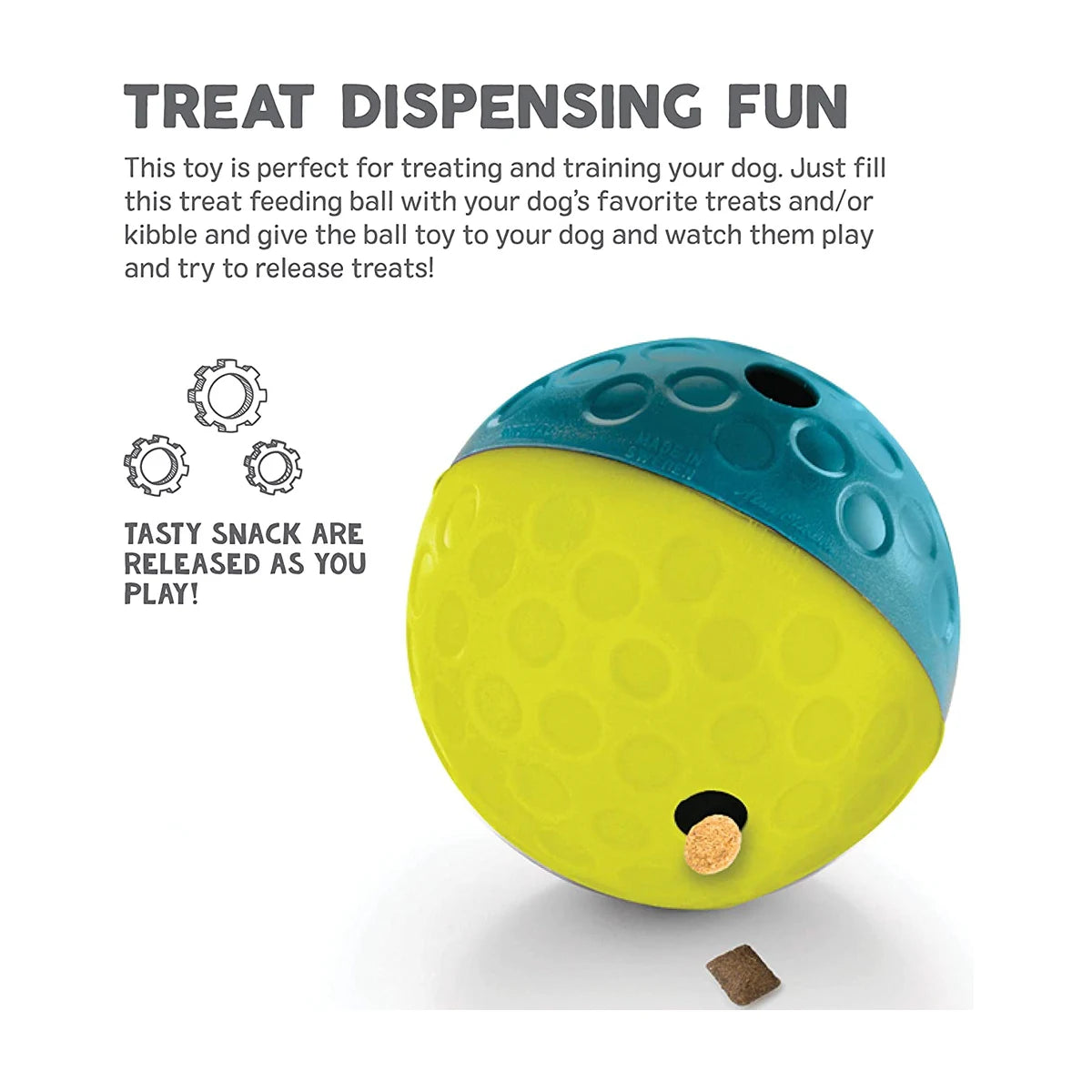 How to use Nina Ottosson Treat Tumble small blue fill with treats and roll to dispense snacks