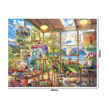 RGS Artists Room 1000 piece puzzle finished size 680 x 480mm dimensions guide