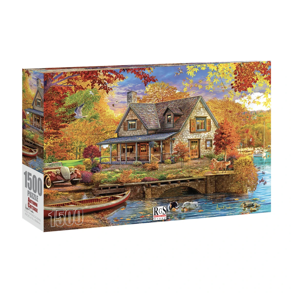 RGS Autumn Cottage 1500 piece puzzle box showing the full countryside autumn cottage scene