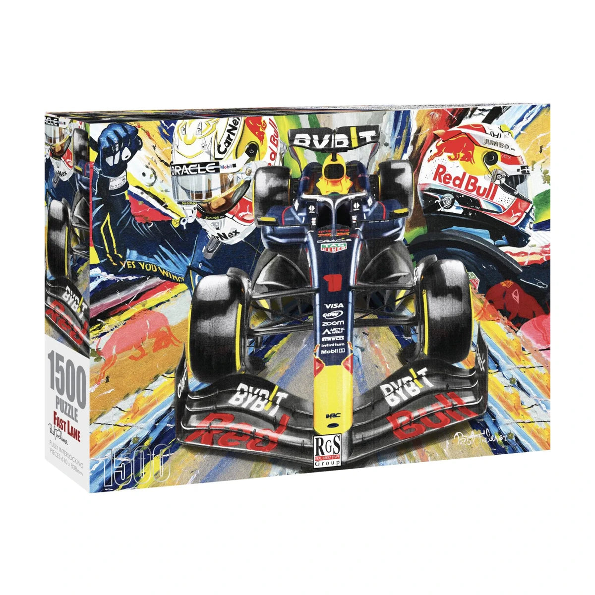 RGS Fast Lane 1500 piece puzzle box showing the Formula 1 race car design and RGS branding