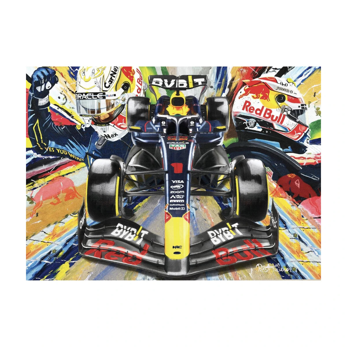 RGS Fast Lane 1500 piece jigsaw puzzle studio image featuring bold Formula 1 race car artwork