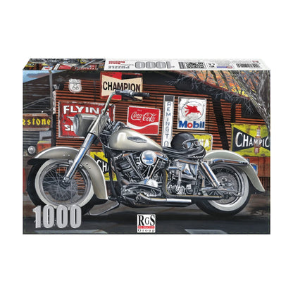 RGS Harley Davidson 1000 piece jigsaw puzzle box front view completed size 680 x 480mm