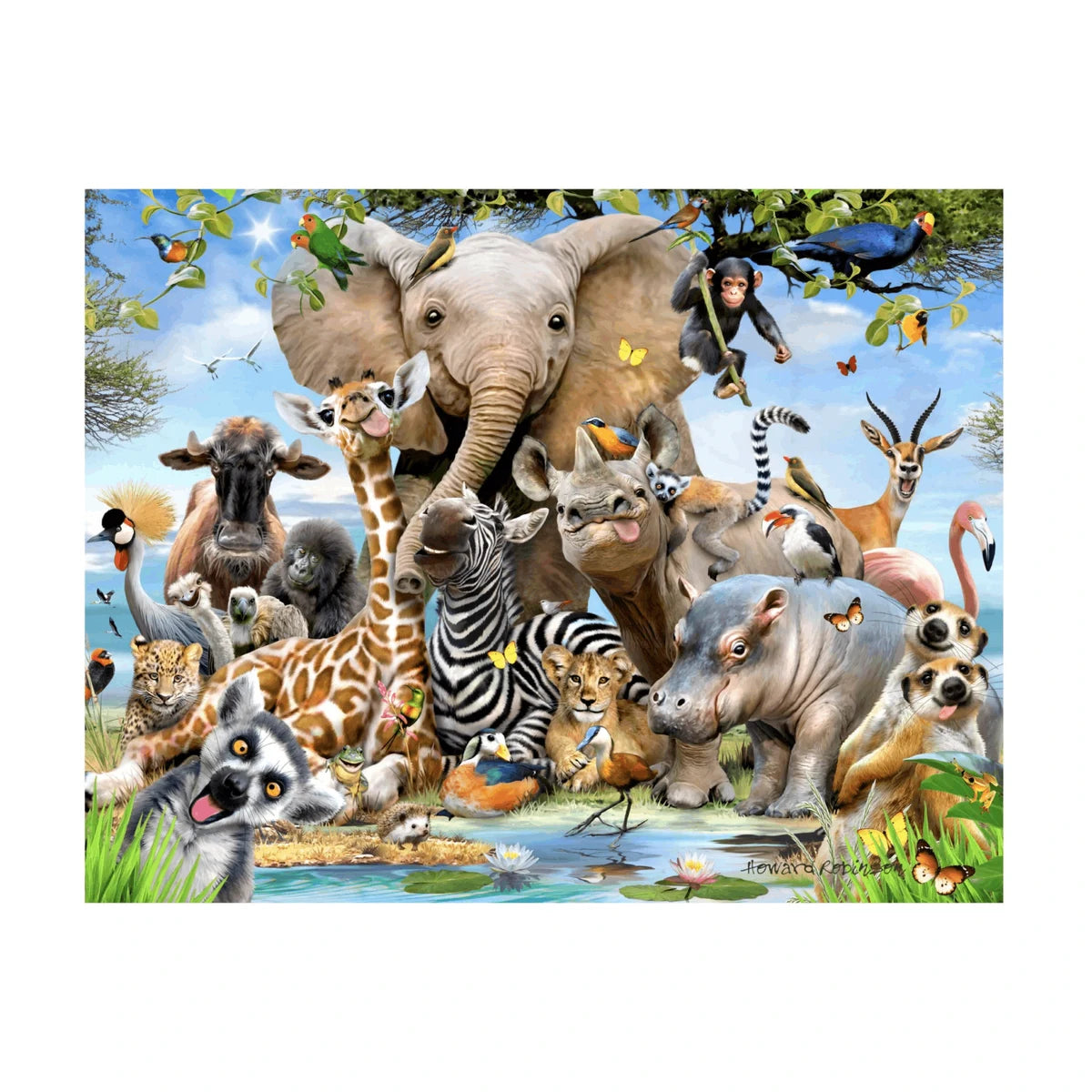 RGS Kruger Park Selfie widget wooden puzzle artwork with colourful safari animals 501 pieces