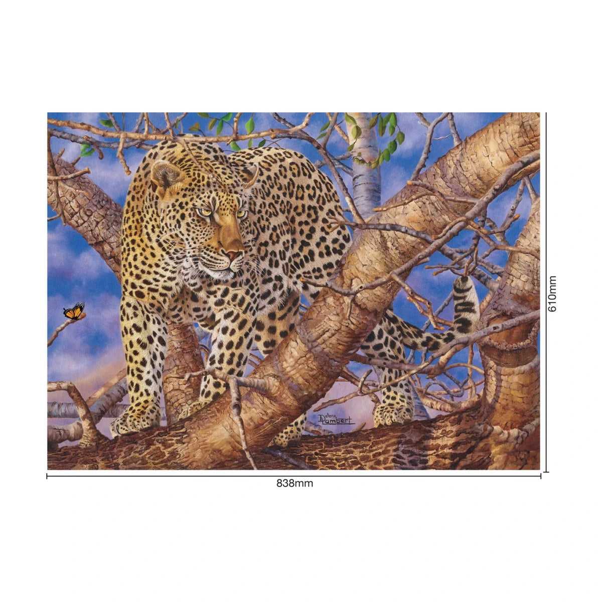 RGS Leopard’s Gaze 1500 piece puzzle finished size 838 x 610mm dimensions reference