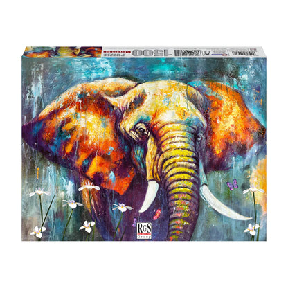 RGS Matriarch 1500 piece jigsaw puzzle box packaging showing the elephant matriarch artwork preview