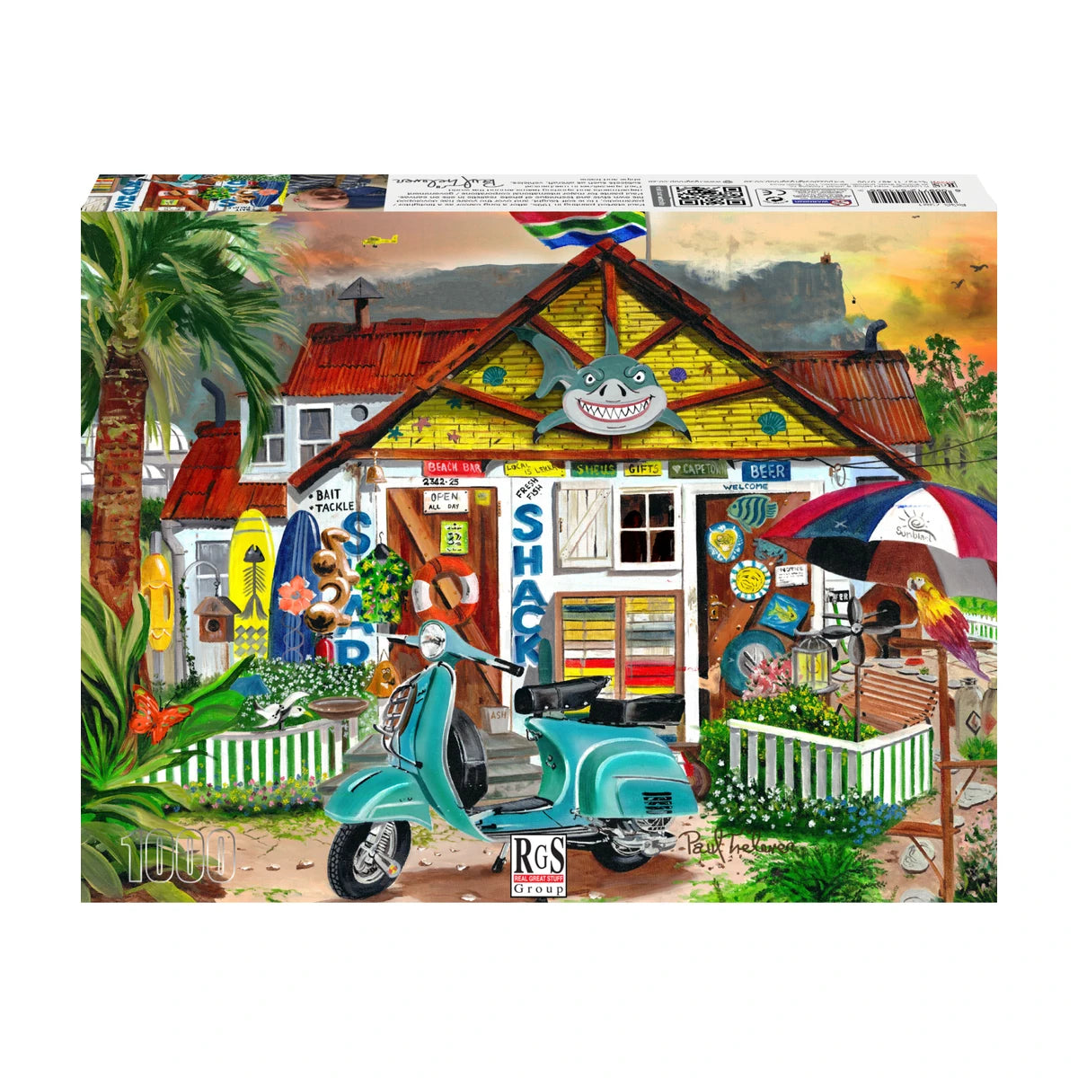 RGS The Beach Shack 1000 piece jigsaw puzzle box showing artwork and product details