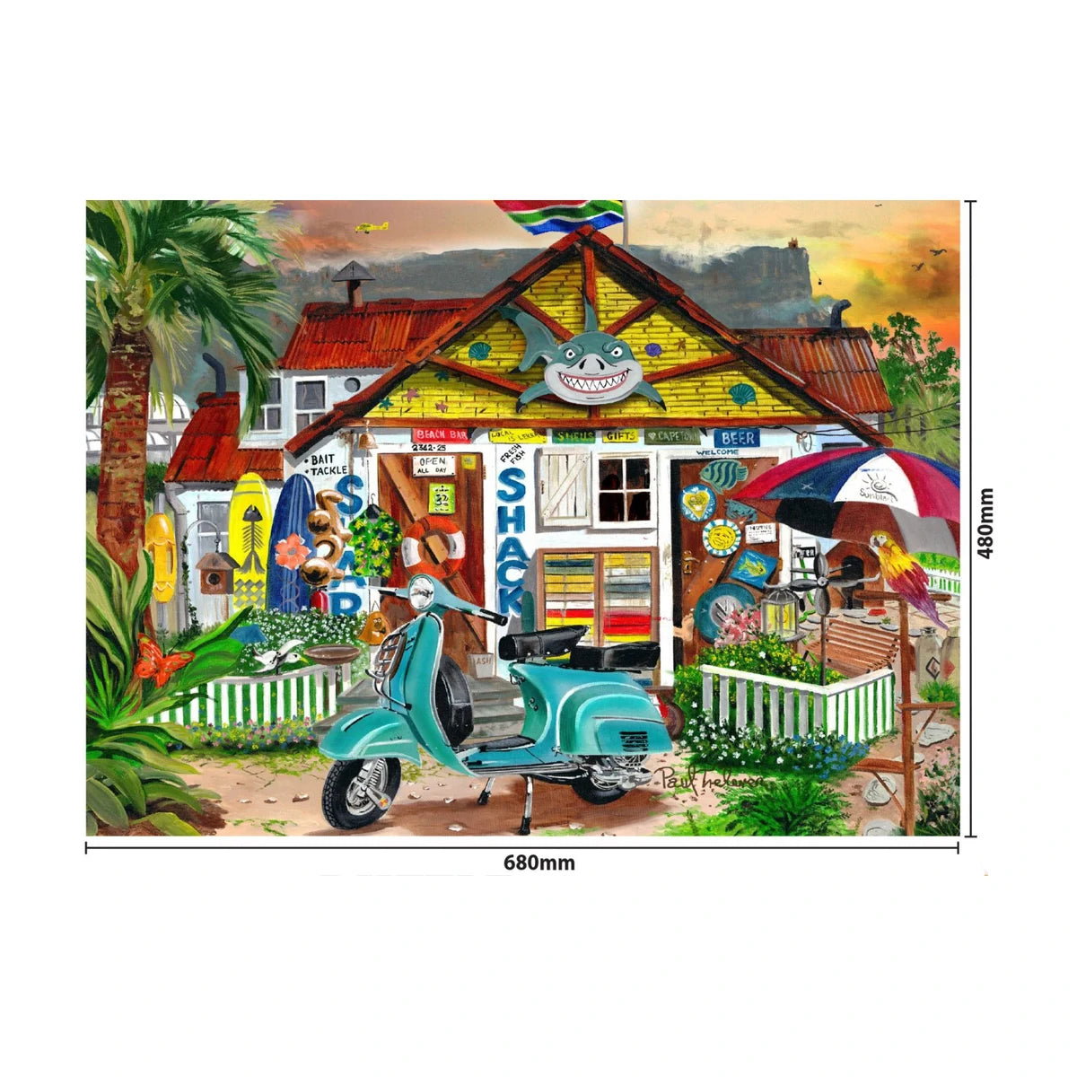 RGS The Beach Shack 1000pc puzzle finished size 680 x 480mm dimensions guide