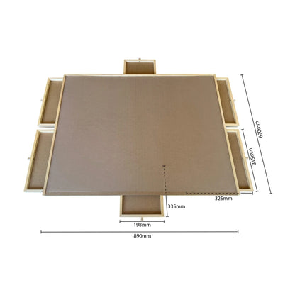 Rotating puzzle board size guide showing product dimensions 89 x 68 x 3.3 cm and large build surface for up to 1500 pieces