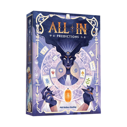 All In Predictions Card Game box by Next Move Games featuring the Foreteller cover artwork