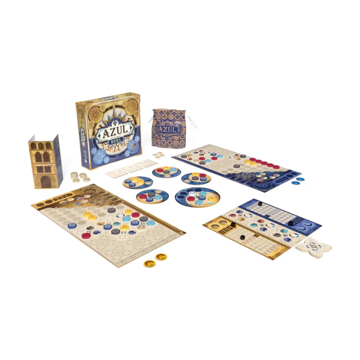 Azul Duel board game components and two player gameplay setup