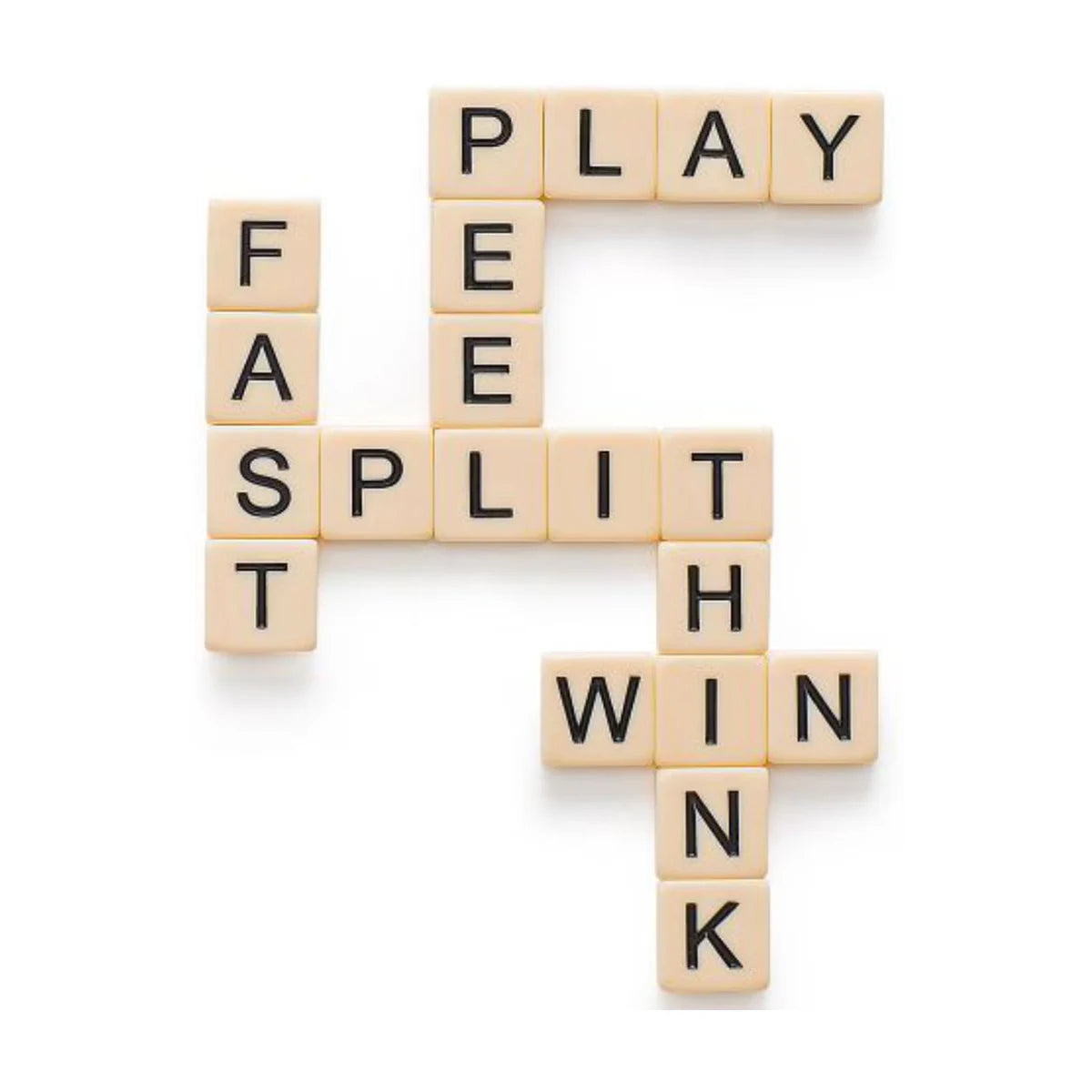 Bananagrams word game letter tiles arranged into connected words