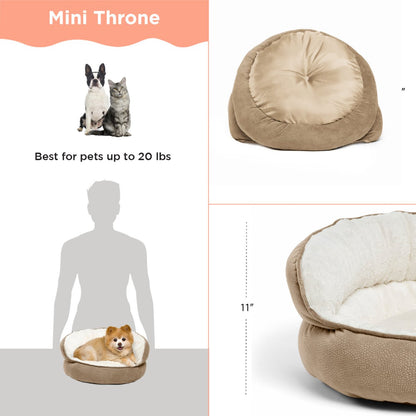 Best Friends by Sheri Throne Ilan Mini bed size guide showing dimensions of approximately 53.3 × 53.3 × 27.9 cm and recommended pet weight up to 9.1 kg.