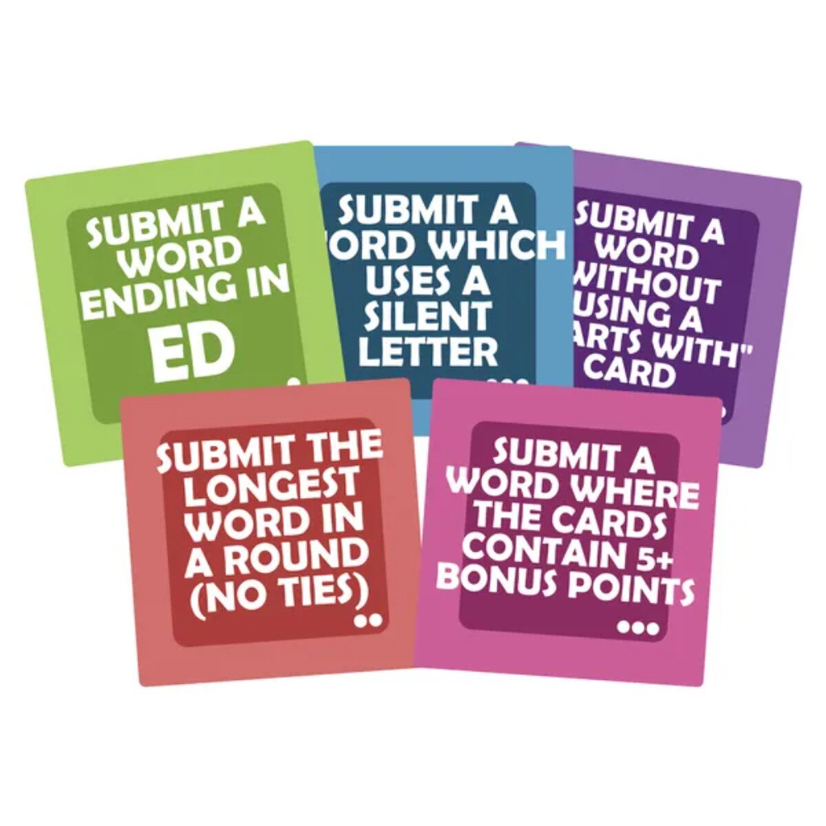 Better Letters word game close-up of bonus and challenge cards