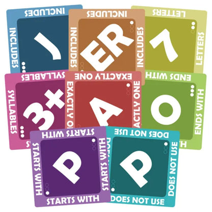 Better Letters word game close-up of colourful rule cards