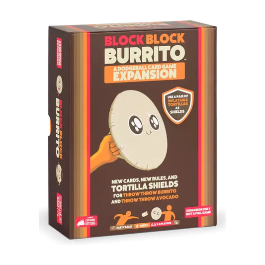 Block Block Burrito expansion angled box for Throw Throw Burrito and Throw Throw Avocado party card games