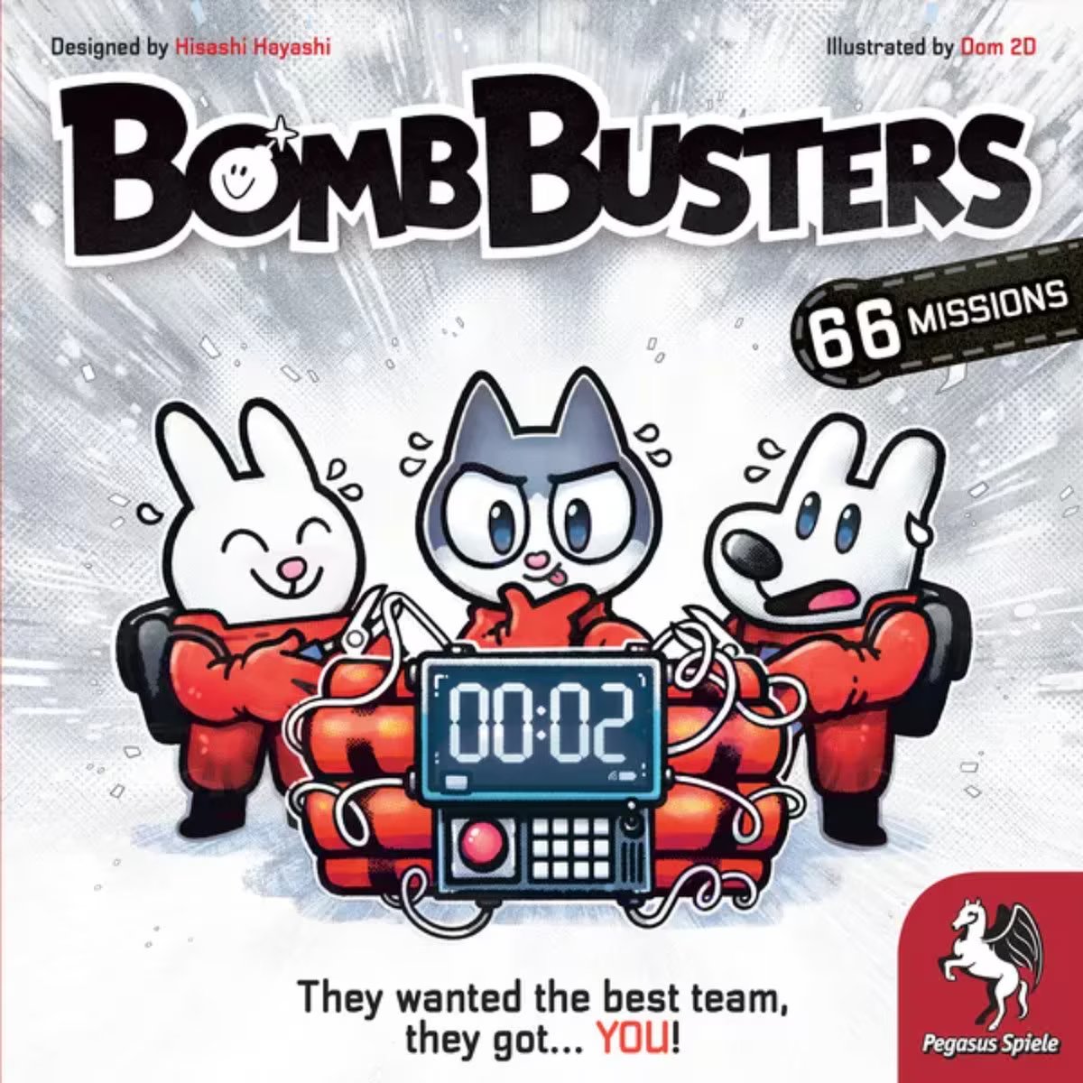 Bomb Busters box artwork showing bomb disposal characters and 66 missions label