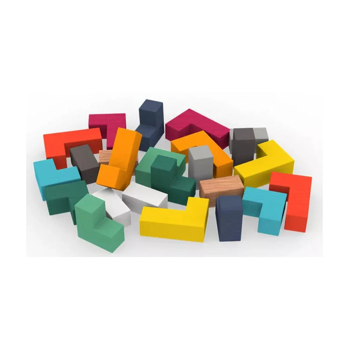 Colourful wooden blocks included with Break the Cube