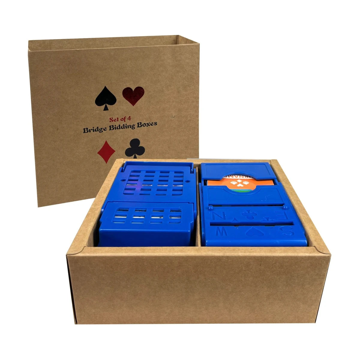 Bridge Bidding Box Set 4pc in storage case, a practical accessory for organised Bridge card games.