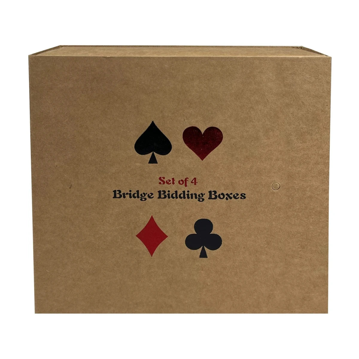 Bridge Bidding Box Set 4pc packaging box for classic Bridge card game accessory set.