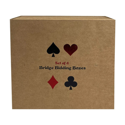 Bridge Bidding Box Set 4pc packaging box for classic Bridge card game accessory set.