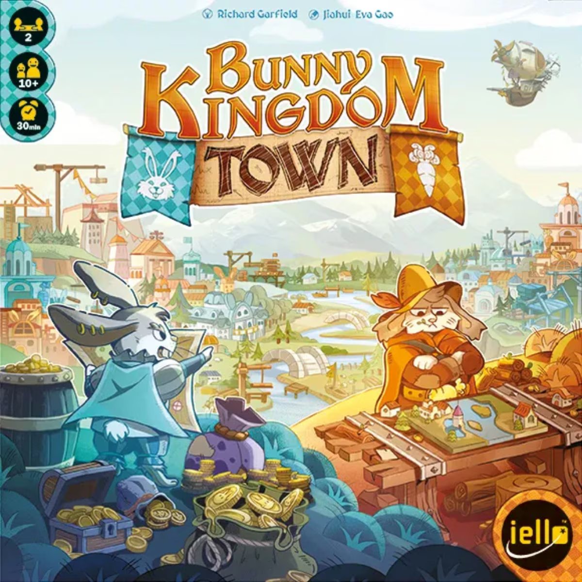 Bunny Kingdom Town board game front artwork with rabbit town builders