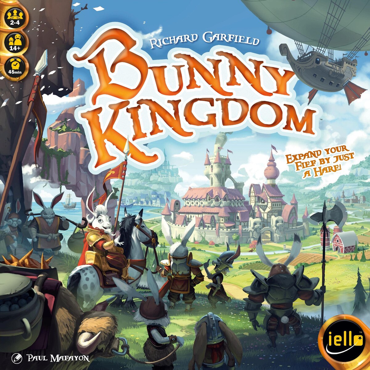 Bunny Kingdom board game box front showing the colourful rabbit fantasy card drafting strategy game by Richard Garfield